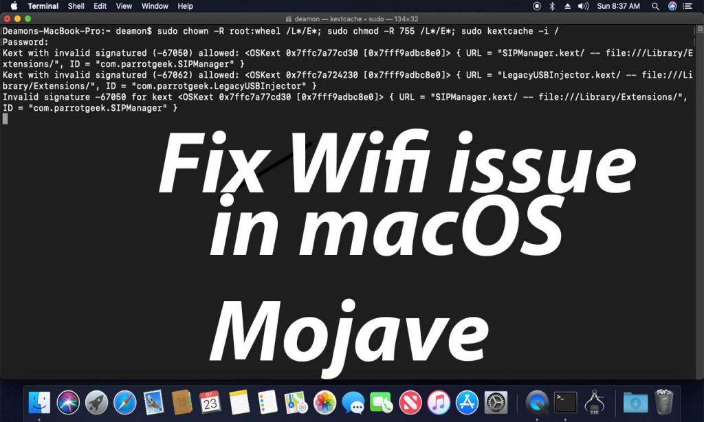How to fix wifi Atheros AR9285 in macOS Mojave